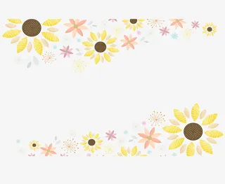 美丽春天太阳花边框免抠