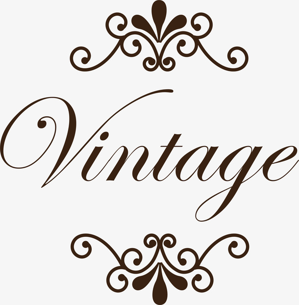 咖啡色花藤英文免抠