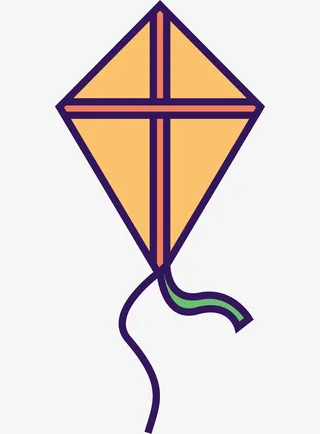 橘色风筝手绘图案免抠