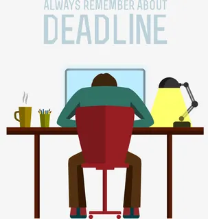 矢量埋头工作免抠