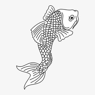 简单黑白鲤鱼免抠