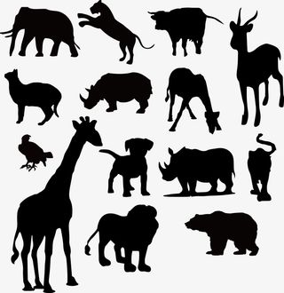 动物剪影 黑影免抠