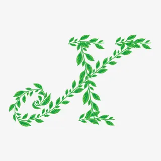 绿色树叶字母X免抠