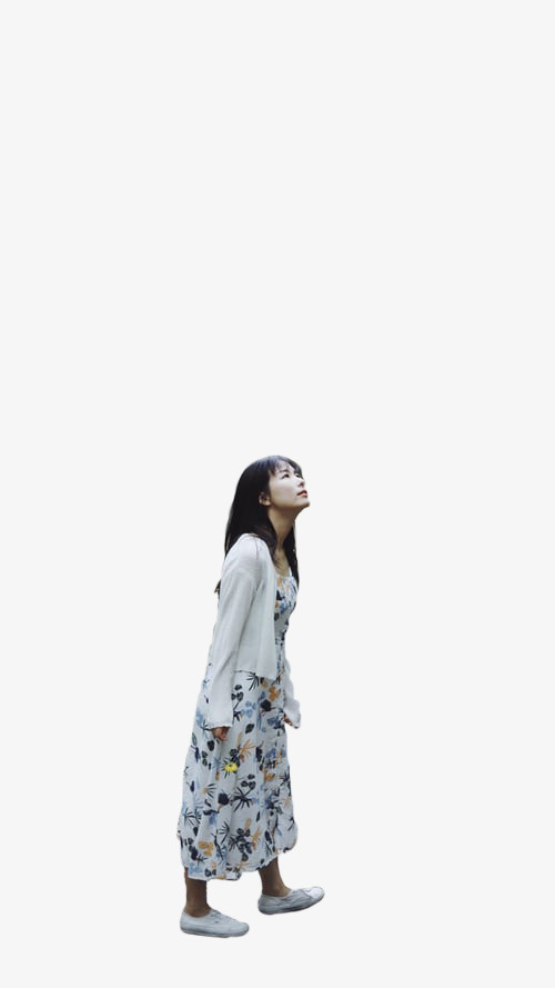 长裙飘飘美少女免抠