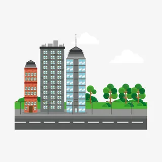 扁平化城市建筑素材免抠