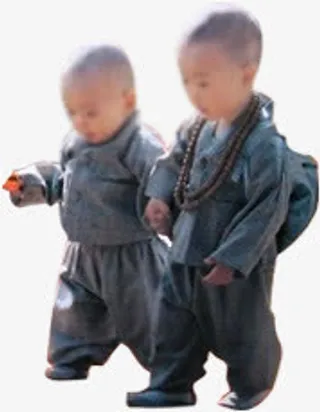 两个可爱的小和尚人物素材免抠