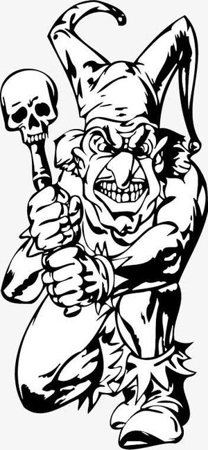 凶神恶煞的黑白人脸怪兽形象免抠