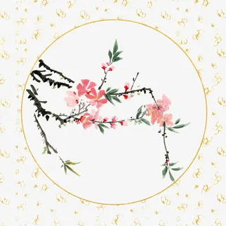 国画桃花免抠