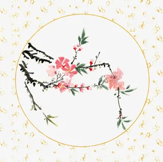 国画桃花免抠
