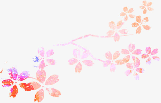 粉色简约桃花水彩手绘树枝免抠