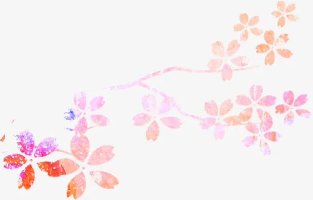 粉色简约桃花水彩手绘树枝免抠