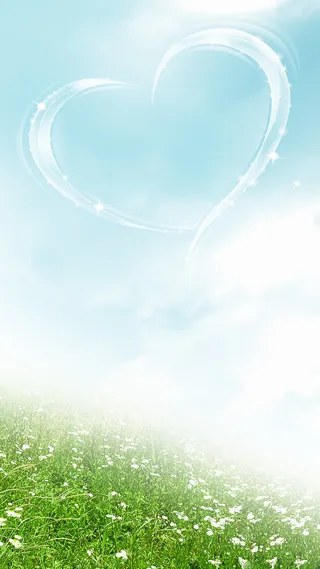 蓝天爱心绿草H5背景素材高清