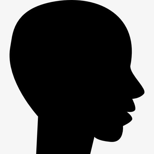 头部侧面看男性秃头的黑色剪影图标免抠