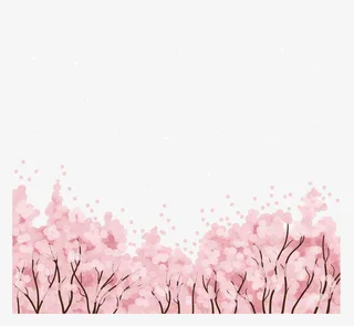 一片樱花树枝免抠