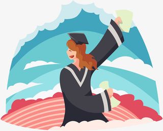 毕业季手绘插画元素免抠