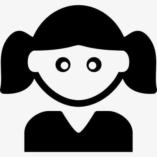 女性儿童两马尾图标免抠