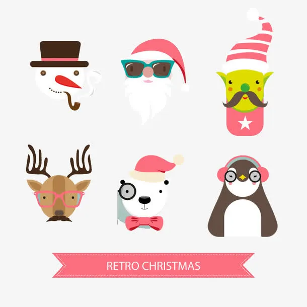 6款卡通圣诞角色设计矢量素材免抠