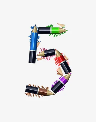 铅笔字母数字5免抠