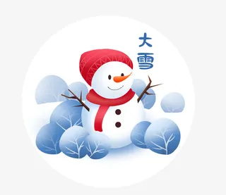 雪人手绘元素大雪免抠
