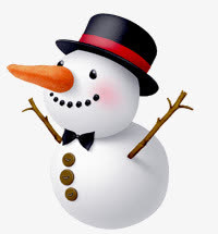 礼帽雪人堆雪人免抠