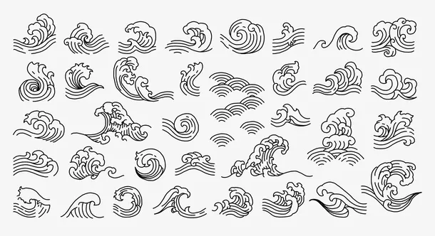 插画元素浪花免抠