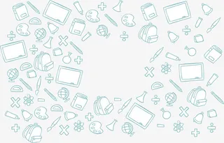 新学期文具花纹免抠