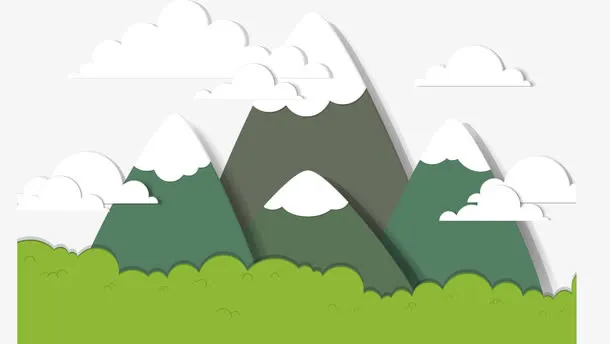 卡通雪山风景免抠