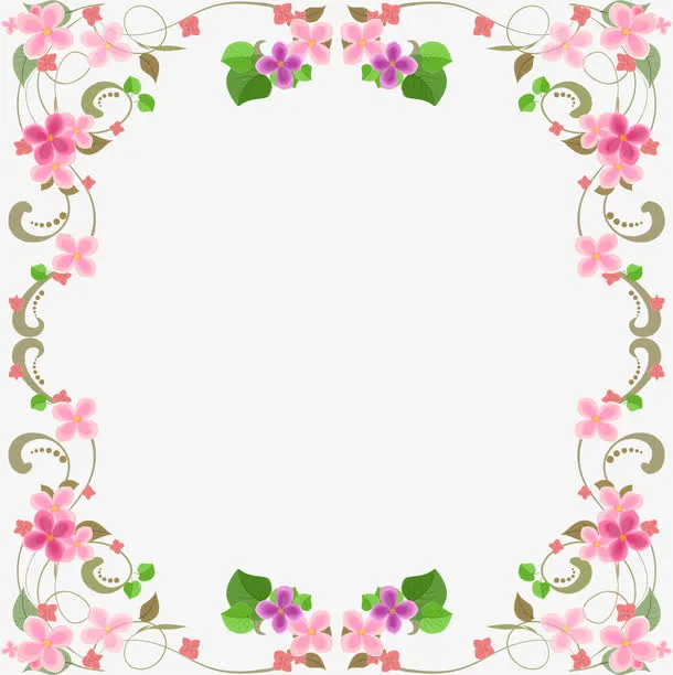 紫色花藤框架免抠