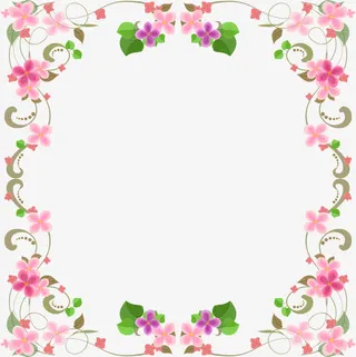 紫色花藤框架免抠