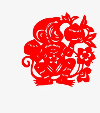 剪纸猴子免抠
