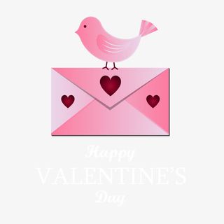 七夕情人节创意爱心信封小鸟免抠