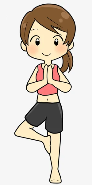 练习瑜伽的卡通女人免抠