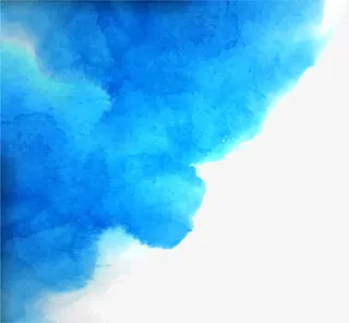 蓝色水彩晕染边框免抠