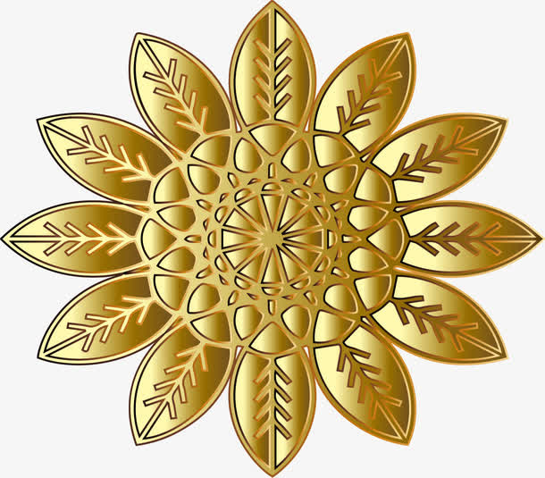 金色简约花朵免抠