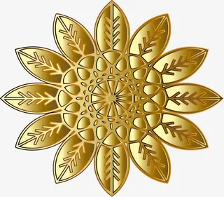 金色简约花朵免抠