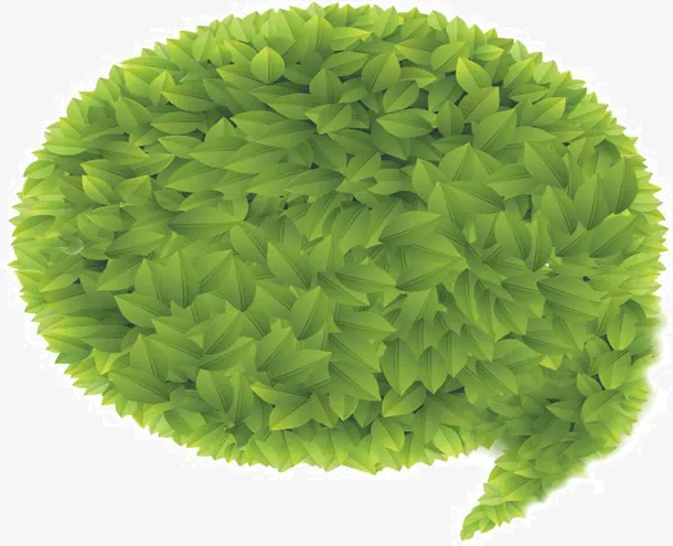 春天绿色树叶对话框免抠