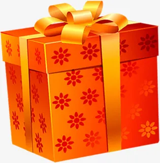 方形花纹丝带礼盒免抠