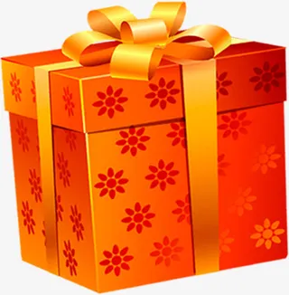 方形花纹丝带礼盒免抠