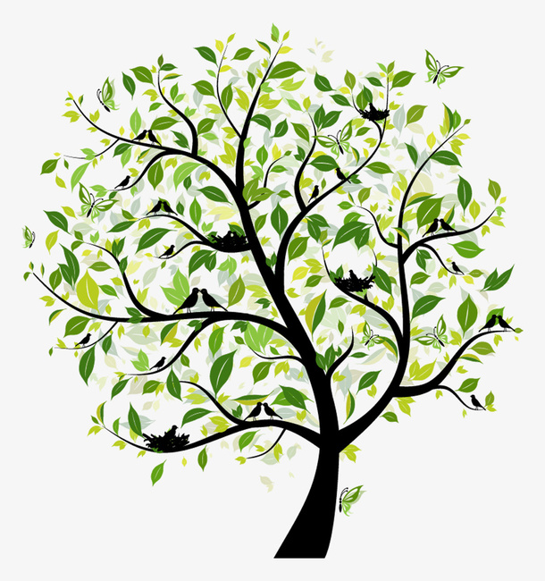 卡通手绘绿植树PNG免抠