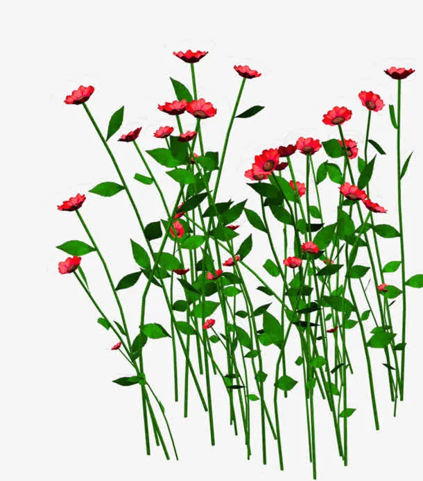 绿色清新花丛装饰图案免抠