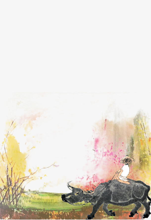 水彩清明节放假免抠