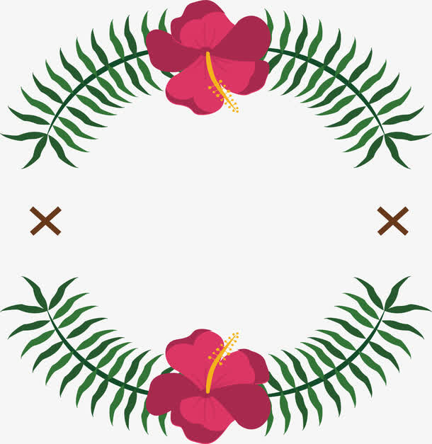枚红色花朵夏日边框免抠