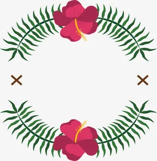 枚红色花朵夏日边框免抠