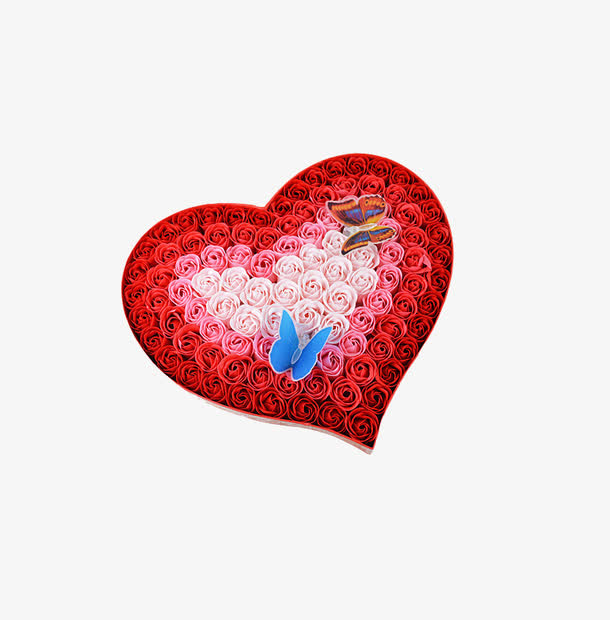 心形玫瑰花蝴蝶免抠