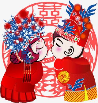 卡通拜堂成亲素材免抠