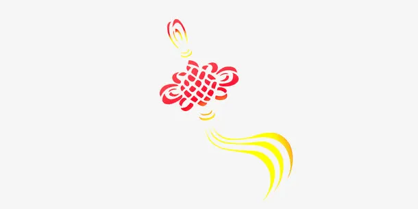 红色中国结金色穗子元素免抠