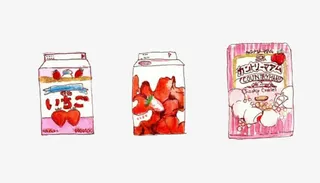 卡通草莓食物与牛奶免抠