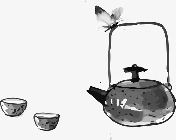 黑色中国风茶壶免抠