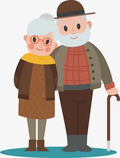 卡通老年人夫妻免抠