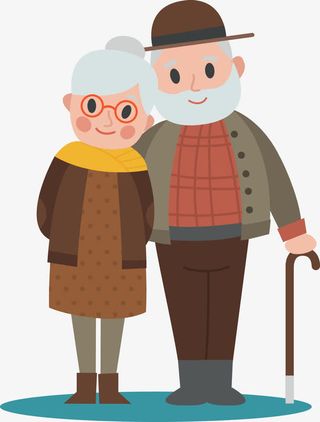 卡通老年人夫妻免抠
